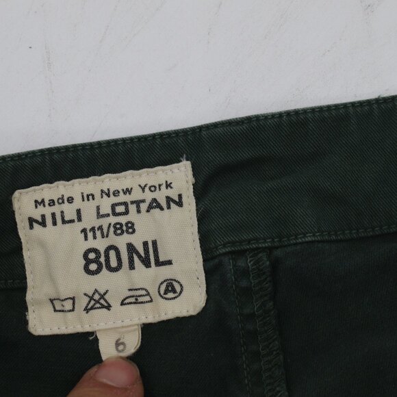 Nili Lotan  Pants Womens 6 Cotton Stretch Utility casual chino Green 111/88 80NL - Picture 10 of 12